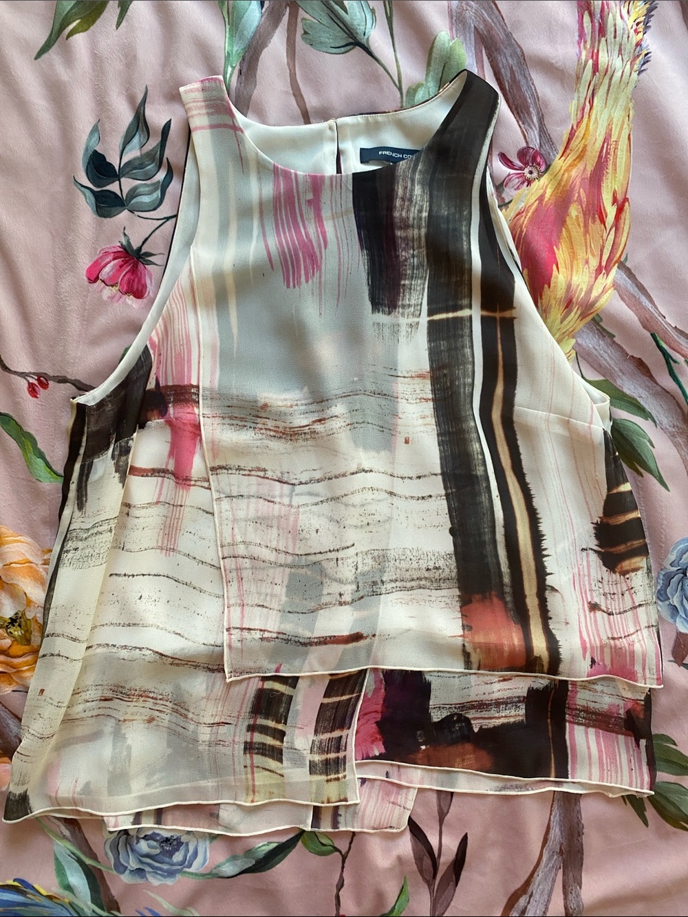 French Connection Layered Abstract Brushstroke Blouse